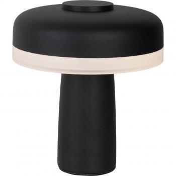 Lámpara de mesa LED recargable Pilu negra 16,5 cm metal con regulador táctil