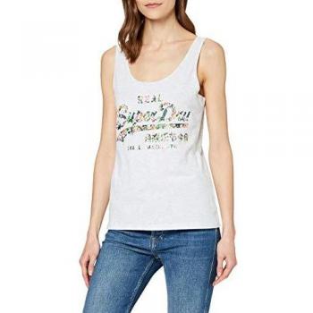 Superdry VL Gloss Floral Classic Vest Camiseta sin Mangas, Gris