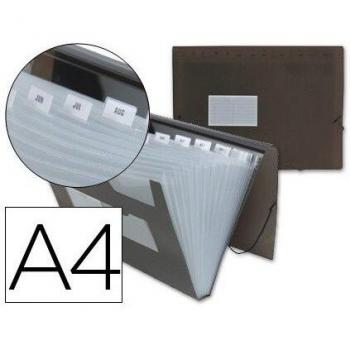 Liderpapel Carpeta Clasificador Fuelle 32115 Polipropileno Din A4 Negra Transparente 13 Departamentos