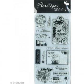 Florilèges FDCL112009 Tampon Scrapbooking Diseño Clear View Gris Mundo 25 x 11,5 x 0,5 cm