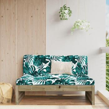 Sofá central de madera maciza de pino 120x80 cm en pino natural, pino blanco y pino gris - Conjunto Terraza Muebles Jardín Exterior