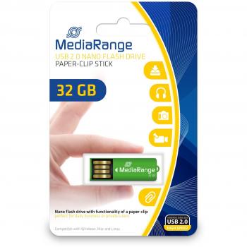 Memoria USB Nano 32GB 2.0 con Función Clip y Alta Velocidad de Lectura, Color Verde