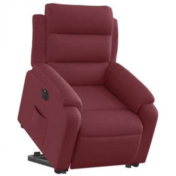 Sillón eléctrico reclinable elevable de tela rojo tinto