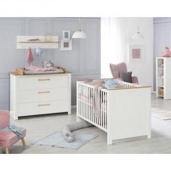Set de Muebles para Bebé Ava - Cuna 70x140 cm y Comoda Cambiador, Hecho en Europa