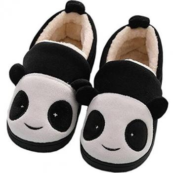 Zapatillas de Estar por Casa para Niñas Niños Invierno Zapatillas Interior Casa Caliente Pantuflas Suave Algodón Calentar Zapatilla Mujer Hombres Negro 23-24 EU