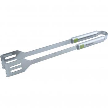 Fackelmann Pinza para Barbacoa, Acero Inoxidable 18/0, aisi 430, Mango Mate con Inserto de plástico en Verde, Centimeters