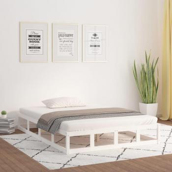 Estructura de cama doble blanca 135x190 cm en madera maciza