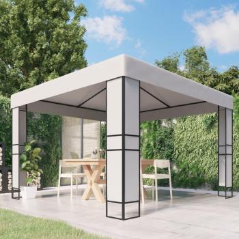 vidaXL Gazebo with Double Roof 3x3 m White