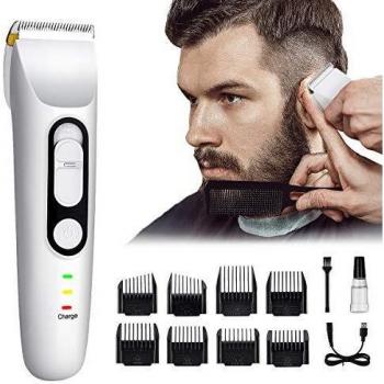 Liaboe Cortapelos Hombre, Máquina de Cortar de Cuchilla Cerámica, Recortador de Barba Waterproof y Recargable, Cortadoras de Pelo de Pelo de Poco Ruido para Familias