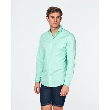 CAMISA DE HOMBRE GABARDINA SLIM CUELLO CUTAWAY LISO VERDE AGUA