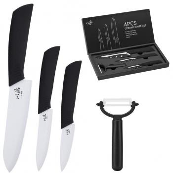 icxox Cuchillos de Cocina de Cerámica, 4 Piezas