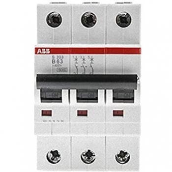 Interruptor automático ABB S203-B63, 3 polos, 63A, curva tipo B, poder de corte 6 kA, montaje en carril DIN