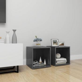 Soporte de TV Muebles 2 piezas Gris brillante 37x35x37 cm Madera multicapa