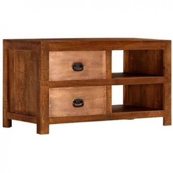 vidaXL Madera Maciza Mango Mesa de Centro con 2 Cajones 90x40x50cm Mobiliario