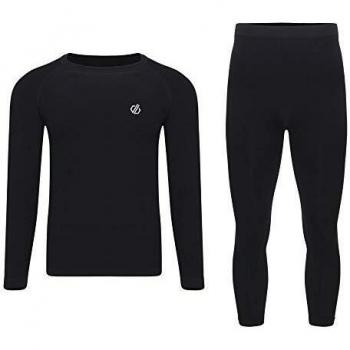 Dare2b In The Zone Ergonomic Body Map Fit Fast Wicking & Quick Drying Anti-Bacterial Performance Base Layer Set with Seam Smart Seamless Technology, Hombre, Black, M