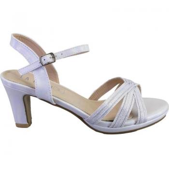 Sandalias de mujer LA PUSH 50031 plata con diseño moderno, suela antideslizante, material sintético, cierre ajustable y plantilla acolchada para mayor comodidad