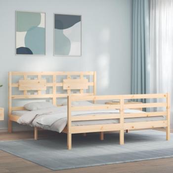 Cama de madera maciza con cabecero 160x200 cm