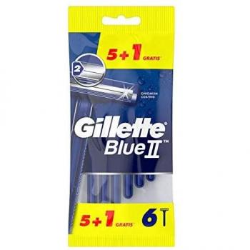 Gillette Blue II Plus Maquinilla Desechable de Afeitar, Pack de 6 Unidades