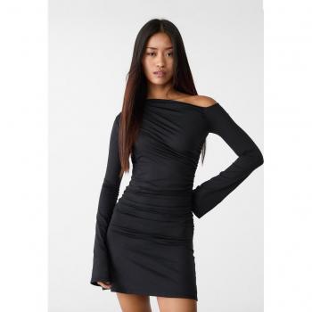 Stradivarius Black Asymmetric Short Dress XS