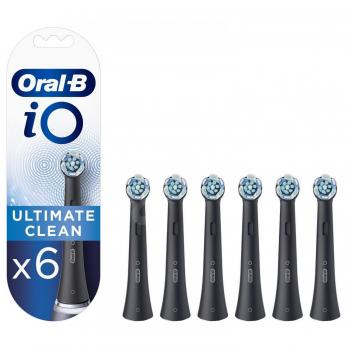 Recambio de Cabezal para Cepillo de Dientes Eléctrico Braun iO UC EB6 Czarne - Pack de 6 unidades, tecnología Io Ultimate Clean, compatible con cepillos eléctricos Braun iO