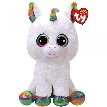 TY Beanie Boo's Pixy, unicornio, color blanco, 40 cm