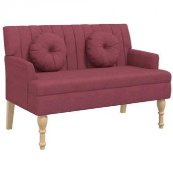 Banco con cojines tela rojo tinto 113x64,5x75,5 cm