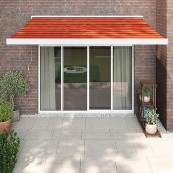 Toldo retráctil de aluminio y tela naranja y marrón 3,5x2,5 m