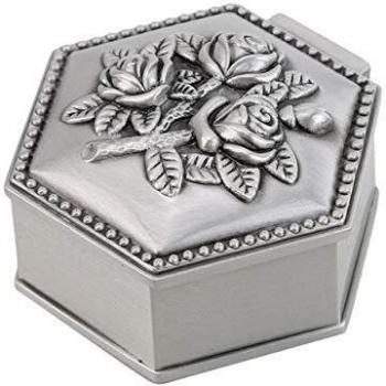 K-ONE Vintage Antique Heart Shape Jewelry Box Hexagon Round Ring Case Classic Small Trinket Storage Organizer Chest Hexagon
