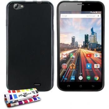Carcasa Flexible Ultra-Slim ARCHOS 55 HELIUM PLUS [Le Glossy Hybrid] [Negro] de MUZZANO + ESTILETE y PAÑO MUZZANO REGALADOS - La Protección Antigolpes ULTIMA, ELEGANTE Y DURADERA para su ARCHOS 55 HELIUM PLUS