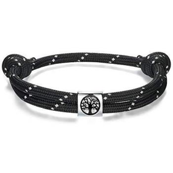 J.Endéar Pulsera Árbol de la Vida Plata de Ley 925 Charm Náutico Surfer Cuerda Pulsera para Hombres Mujeres
