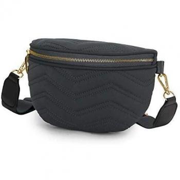 Wind Took Bolso Riñoneras de Moda Bolso Bandolera Mujer Impermeable Bolso Hombro,Riñonera Multifunción con Correa Ajustable para Diario Viaje y Compras 21 x 8.5 x 14 cm Gris
