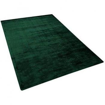 Alfombra moderna de viscosa verde oscuro 160 x 230 cm Gesi II, pelo corto