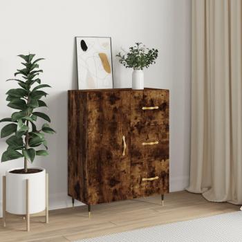 Aparador de madera de ingeniería 69,5x34x90 cm en roble ahumado, mueble de almacenaje para salón, buffet, armario auxiliar y armario de almacenamiento