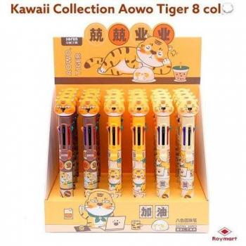 Bolígrafos Roymart Tiger - Expositor de 24 Bolis de 8 Colores Surtidos