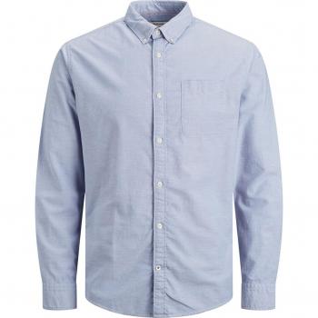 Camisa Oxford de hombre Jack & Jones en algodón BCI slim lisa azul claro