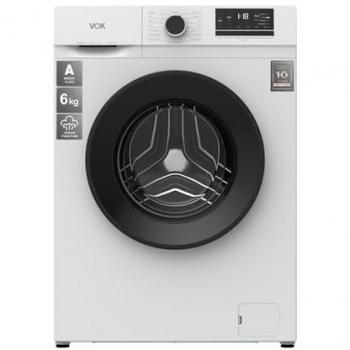 Lavadora Carga Frontal VOK EVW-6BAWL21 6 Kg 1200 RPM Eficiencia A Motor Inverter Función Vapor Blanca