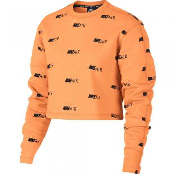 Nike Air Crew Fleece AOP Sudadera, Mujer, Fuel Orange/Black, Large