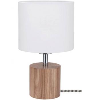 Lámpara de mesa Trongo cilindro lubricado con pantalla y cable negro-blanco