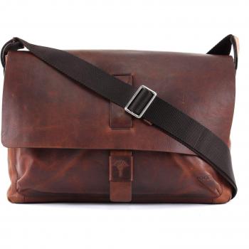 Bolso Mensajero de Cuero JOOP! Loreto Janis para Hombre - Marrón Oscuro - Compartimento para Laptop