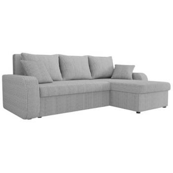 Sofá rinconero Comfivo 203, color gris, con función de descanso, caja de ropa de cama, dimensiones 238 x 80 x 147 cm