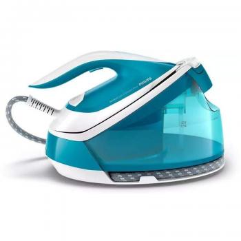 Philips PerfectCare Compact Plus GC7920/20 Centro de Planchado, 2400W, Presión de 6.5 Bares, Tecnología OptimalTEMP, Depósito de Agua Extraíble, Color Azul
