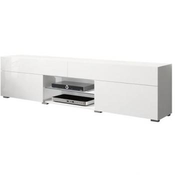 Mesa de TV Sarasota 134, Blanco Brillante, 180x45x35cm, con 2 Puertas y 2 Cajones
