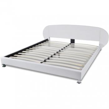 vidaXL Marco de cama blanco de cuero artificial dimensiones 180 x 200 cm