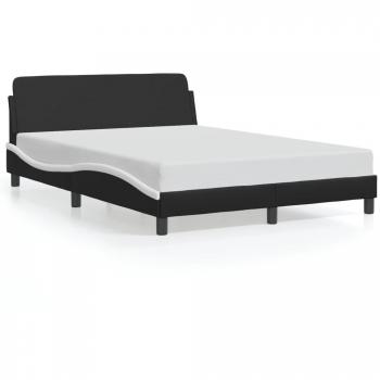 Black and White Faux Leather Double Bed Frame without Mattress 53.9x74.8