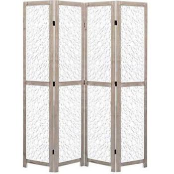 4-Panel Solid Wood Room Divider White 55.1x65