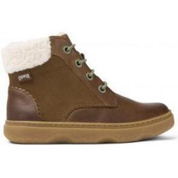 Camper Kiddo Botines de Niños en Piel Marrón con Interior de Borrego