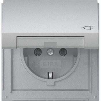 Gira TX_44 Aluminum SCHUKO Socket Outlet with Protective Cover 445465