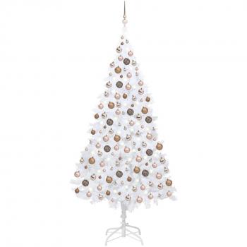 vidaXL Artificial Pre-lit Christmas Tree with Ball Set White 240 cm