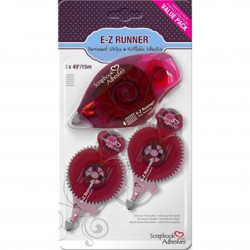 SCRAPBOOK ADHESIVES BY 3L E- Z Strips-Value Pack-1 Runner +2 Refills, Clear, One Size