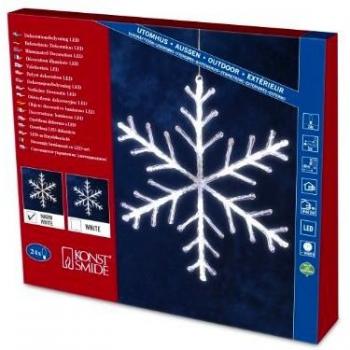 Copo de Nieve Luminoso LED 40cm, 24 Diodos Blancos Cálidos, con Cable Transparente y Transformador de 24V